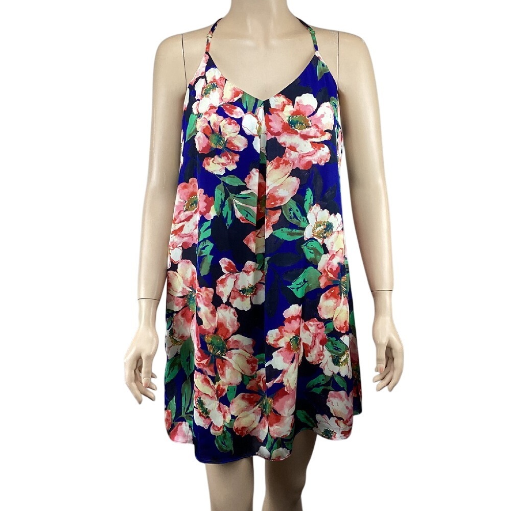 Ark & Co. Floral Print Cami Dress Blue Size Medium Summer Casual Sleeveless
